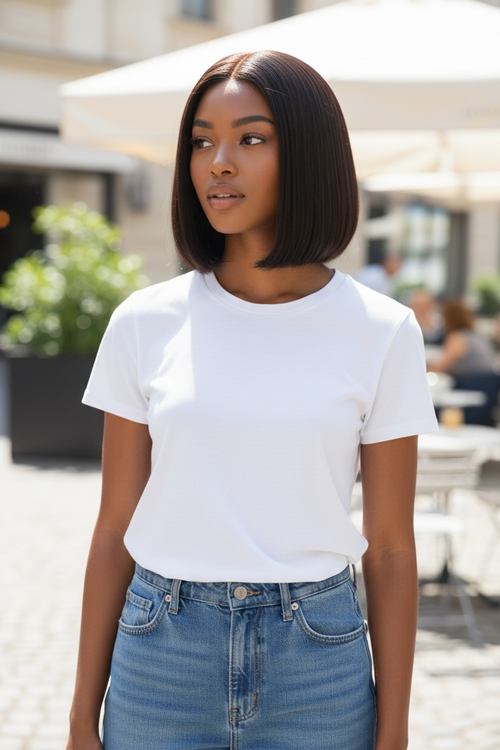 (BLACK#2) - HD 13*6 12inch Bob 180% Density Lace Frontal Wig Straight