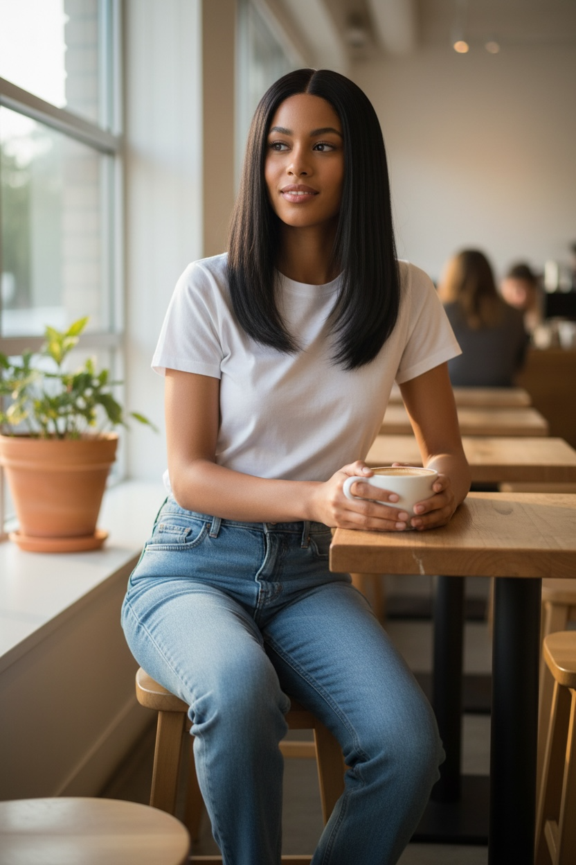 (BLACK#2) - HD 13*6 12inch 180% Density Lace Frontal Wig Straight